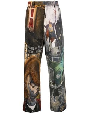 Charles Jeffrey Graphic-Print Straight-Leg Trousers - Grey