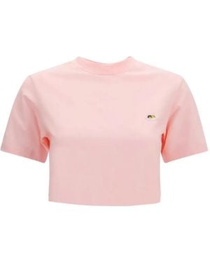 Fiorucci Angels-Patch Cropped T-Shirt - Pink