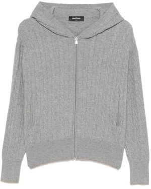 Gran Sasso Cardigan Con Cappuccio - Grigio