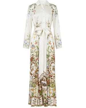 CAMILLA Floral-Print Lace-Detail Maxi Dress - Metallic