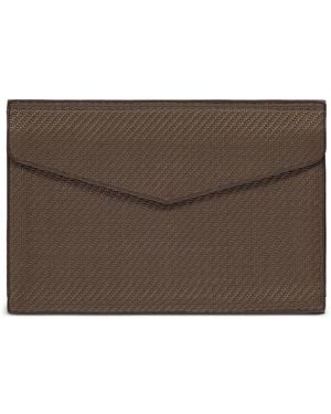 ZEGNA Pelle Tessuta Clutch Bag - Brown