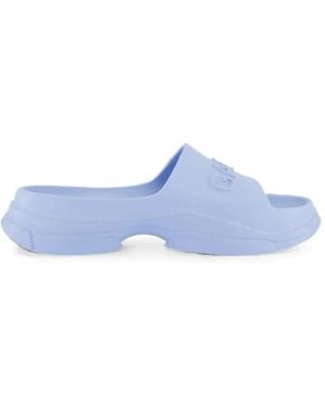 Ganni Logo-Embossed Pool Slides - White
