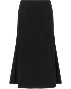 Thelatest Erica Flared Midi Skirt - Black