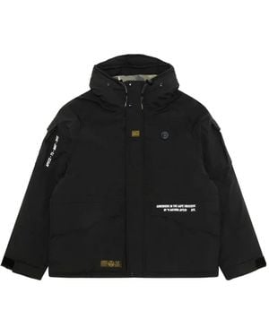 Aape By A Bathing Ape Hooded Patch-Detail Jacket - Black