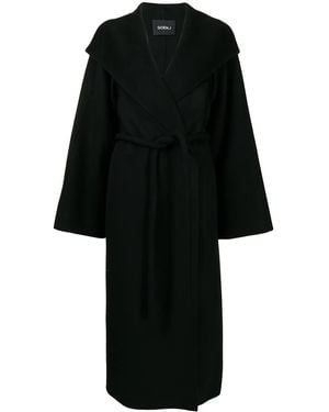 Goen.J Tie-Waist Wool-Blend Double-Faced Coat - Black