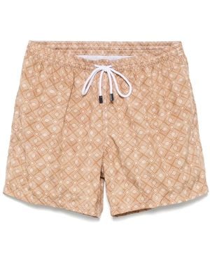 Barba Napoli Badeshorts Mit Geometrischem Print - Natur