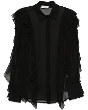 Blumarine Ruffled Silk Shirt - Black
