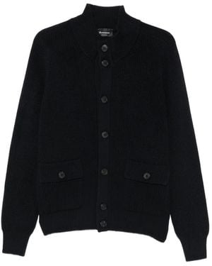 AROVESCIO Ribbed-Knit Button-Up Jumper - Black