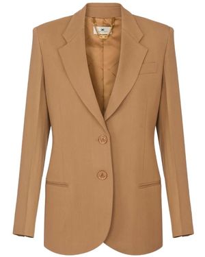 Elisabetta Franchi Flowing Gabardine Jacket - Brown