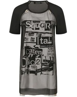 DSquared² Graphic-Print Zip-Detail Mini Dress - Black