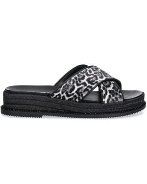 DKNY Berries Cross-Strap Leopard-Print Slides - White