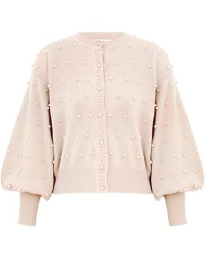 Zimmermann Ballonärmel-Cardigan Mit Perlenverzierung - Natur
