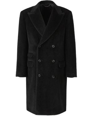 Canali Peak-Lapel Double-Breasted Coat - Black