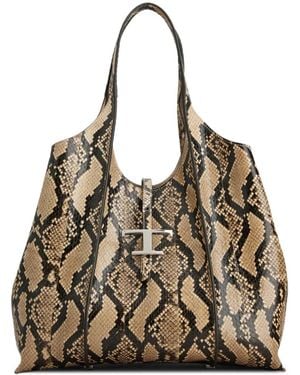 Tod's T Timeless Tote Bag Mit Schlangenleder-Effekt - Mettallic