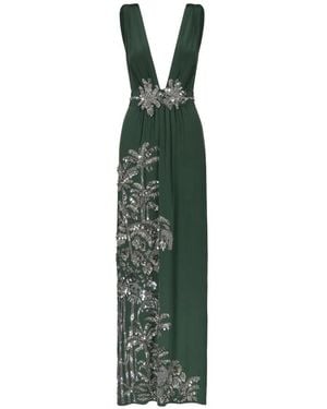 Johanna Ortiz Expedición Elegante Sequin-Embellished Silk Maxi Dress - Green