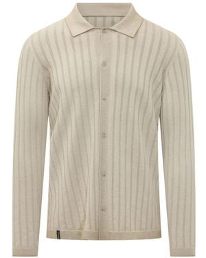 AROVESCIO Ribbed-Knit Long-Sleeve Shirt - White