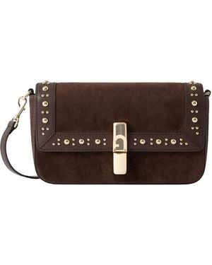 Furla Stud-Embellished Leather Crossbody Bag - Brown
