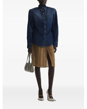 Mugler Wattiertes Jeanshemd Mit Schultern - Blau