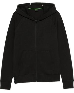 BOSS Logo-Print Zip-Up Hoodie - Black