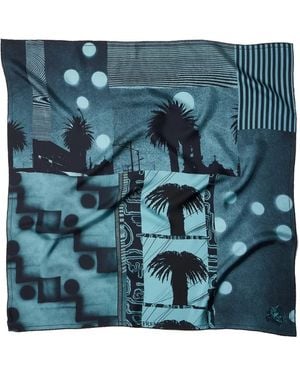 Versace Printed Silk Twill Scarf 90 Cm - Blue