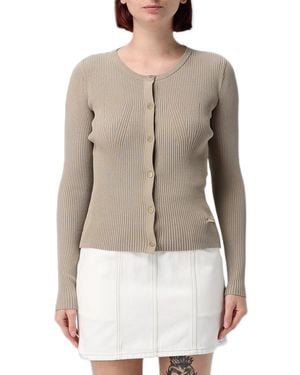 Emporio Armani Ribbed-Knit Button-Up Cardigan - Natural