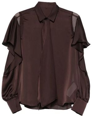 Sacai Ruffled Panelled Shirt - Brown