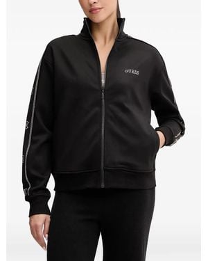 Guess Octavia Rhinestone-Logo Track Jacket - Black
