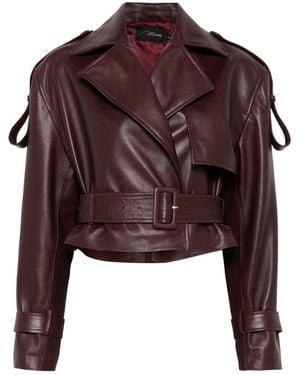 Manokhi Cropped Leather Jacket - Brown