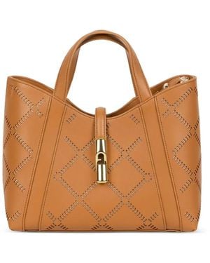 Furla Small Goccia Perforated Tote Bag - Brown