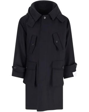 Caruso Foscari Hooded Button-Up Coat - Blue