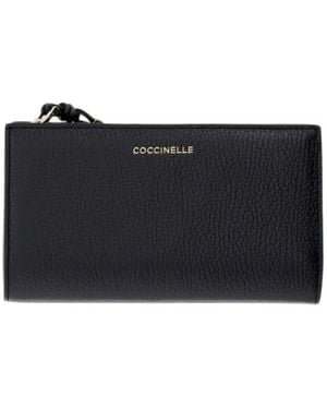 Coccinelle Logo-Lettering Pebbled-Leather Wallet - Black