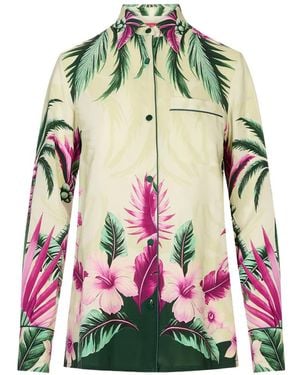 F.R.S For Restless Sleepers Tropical-Print Silk Shirt - Green