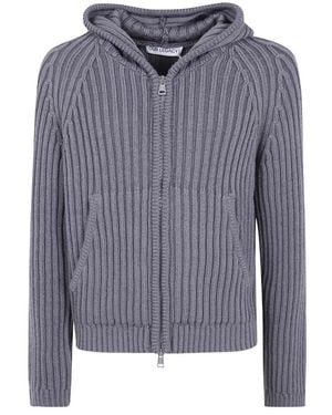 Our Legacy Ribbed-Knit Zip-Up Level Hoodie - Blue