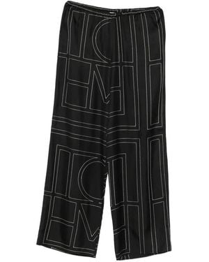 TOTEME Monogram-Print Wide-Leg Trousers - Black