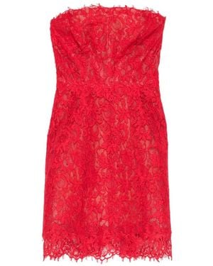 Monique Lhuillier Strapless Lace-Embroidered Dress