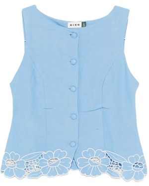 RIXO London Lucca Sleeveless Blouse - Blue