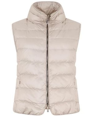 Moorer Antefp Quilted High-Neck Gilet - Natural