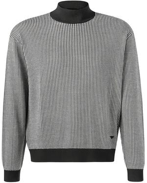 Emporio Armani Mock-Neck Striped Jumper - Grey