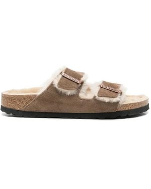 Birkenstock Arizona Shearling-Lined Sandals - White