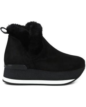 Hogan Faux-Fur Platform Boots - Black