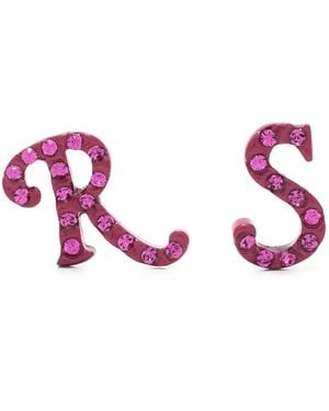 Raf Simons Logo-Lettering Stud Earrings - Pink