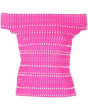 McQueen Open-Knit Off-Shoulder Top - Pink