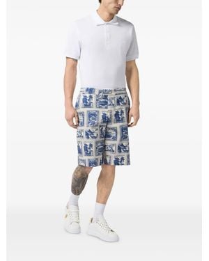 Billionaire All-Over Stamps Bermuda Shorts - Blue
