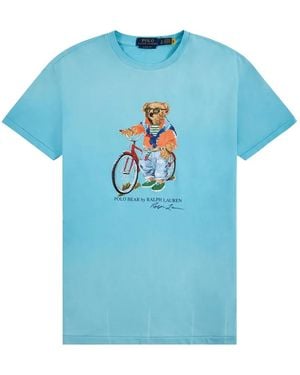 Polo Ralph Lauren Polo Bear Graphic-Print Slim-Fit Cotton T-Shirt - Blue