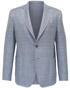 Maurizio Baldassari Checked Single-Breasted Blazer - Blue