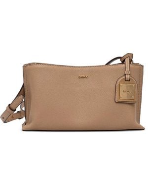 DKNY Alya Logo-Plaque Crossbody Bag - Brown