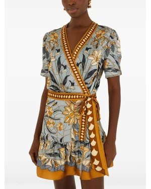 FARM Rio Stained Glass Beauty Wrap Mini Dress - Blue