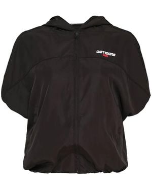 we11done Logo-Print Hooded Jacket - Black