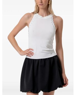 Fracomina Stud-Embellished Crossover-Back Top - White