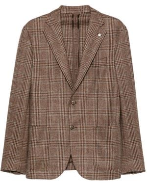 Luigi Bianchi Prince Of Wales Check Blazer - Brown